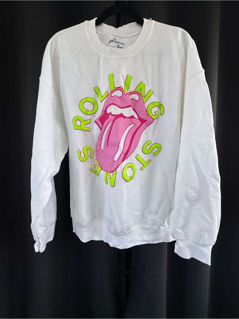 the Rolling Stones White Graphic Crewneck